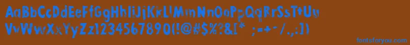 LinoStamp Font – Blue Fonts on Brown Background