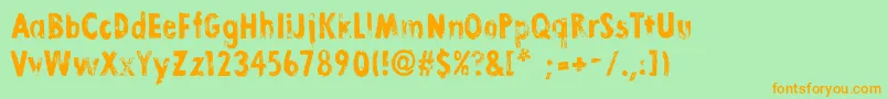 LinoStamp Font – Orange Fonts on Green Background