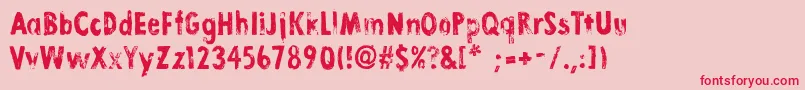 フォントLinoStamp – ピンクの背景に赤い文字