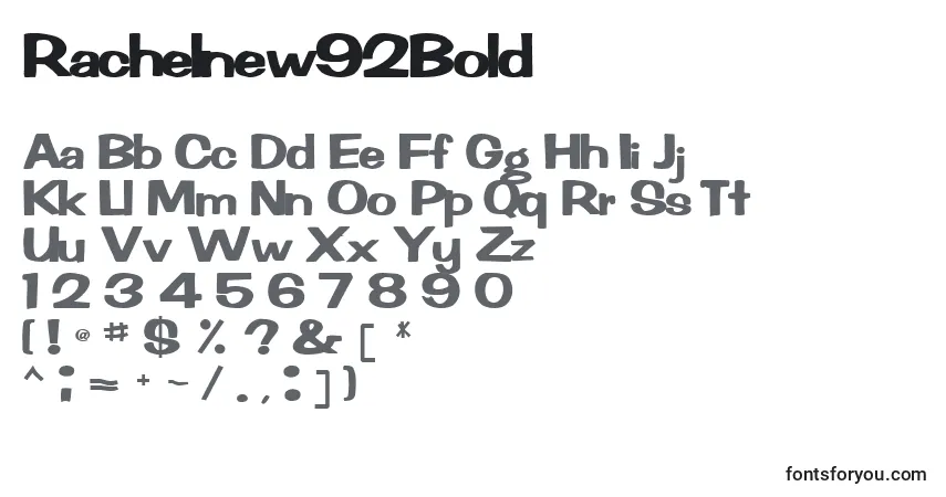 Czcionka Rachelnew92Bold – alfabet, cyfry, specjalne znaki