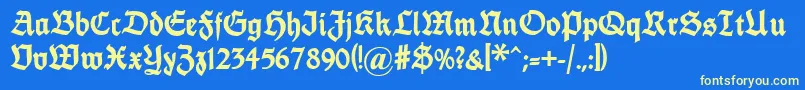 フォントFettethannhaeuser – 黄色の文字、青い背景