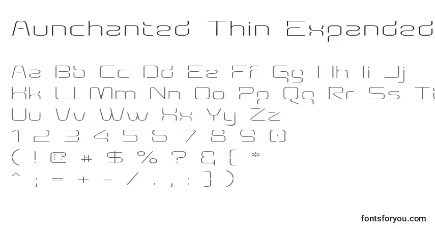 A fonte Aunchanted Thin Expanded – alfabeto, números, caracteres especiais