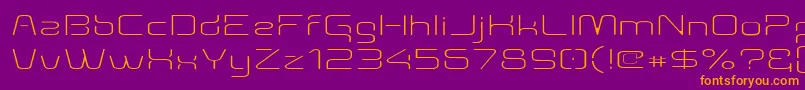 Aunchanted Thin Expanded-Schriftart – Orangefarbene Schriften auf violettem Hintergrund