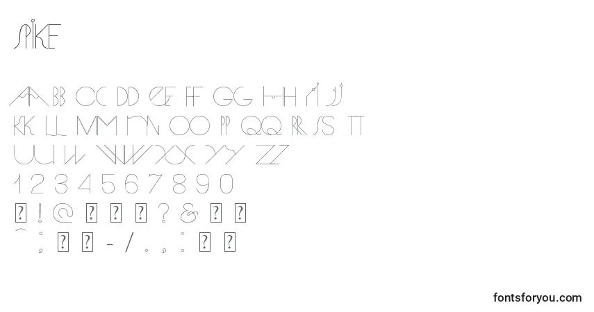 Czcionka Spike – alfabet, cyfry, specjalne znaki