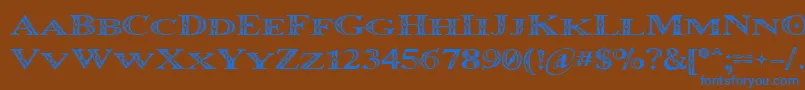 OccoluchiMinicaps Font – Blue Fonts on Brown Background