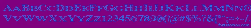 OccoluchiMinicaps-Schriftart – Blaue Schriften auf violettem Hintergrund