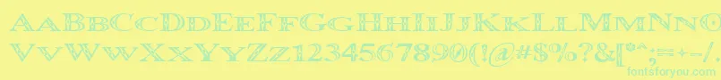 OccoluchiMinicaps Font – Green Fonts on Yellow Background