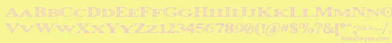 OccoluchiMinicaps Font – Pink Fonts on Yellow Background
