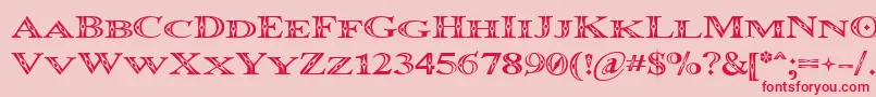 OccoluchiMinicaps-Schriftart – Rote Schriften auf rosa Hintergrund
