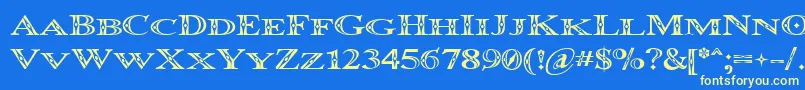 OccoluchiMinicaps Font – Yellow Fonts on Blue Background