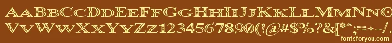 OccoluchiMinicaps Font – Yellow Fonts on Brown Background