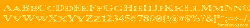 OccoluchiMinicaps Font – Yellow Fonts on Orange Background