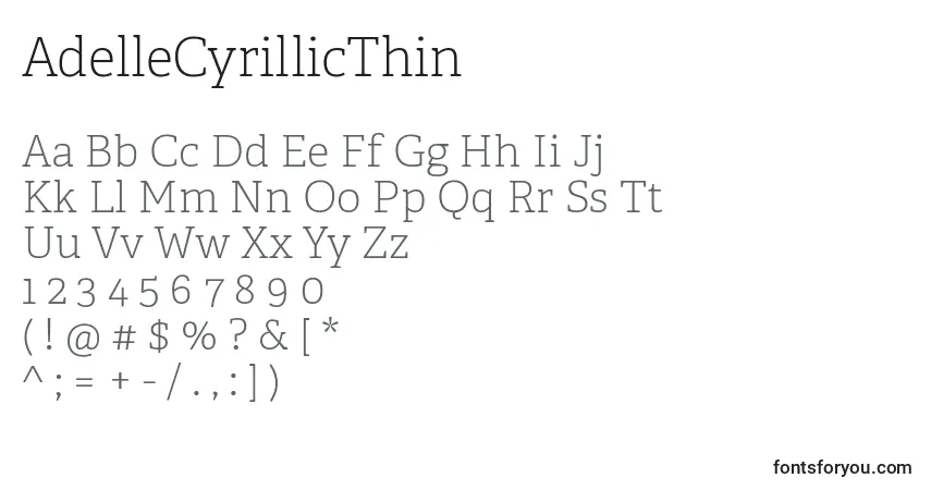 AdelleCyrillicThinフォント–アルファベット、数字、特殊文字