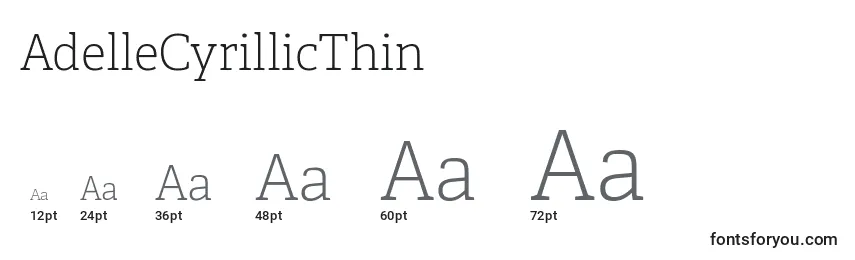 Размеры шрифта AdelleCyrillicThin