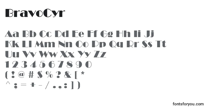 Шрифт BravoCyr – алфавит, цифры, специальные символы