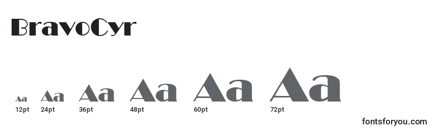 BravoCyr Font Sizes