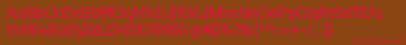 フォントKleinslabserif ffy – 赤い文字が茶色の背景にあります。
