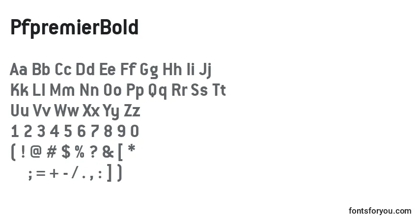 Шрифт PfpremierBold – алфавит, цифры, специальные символы