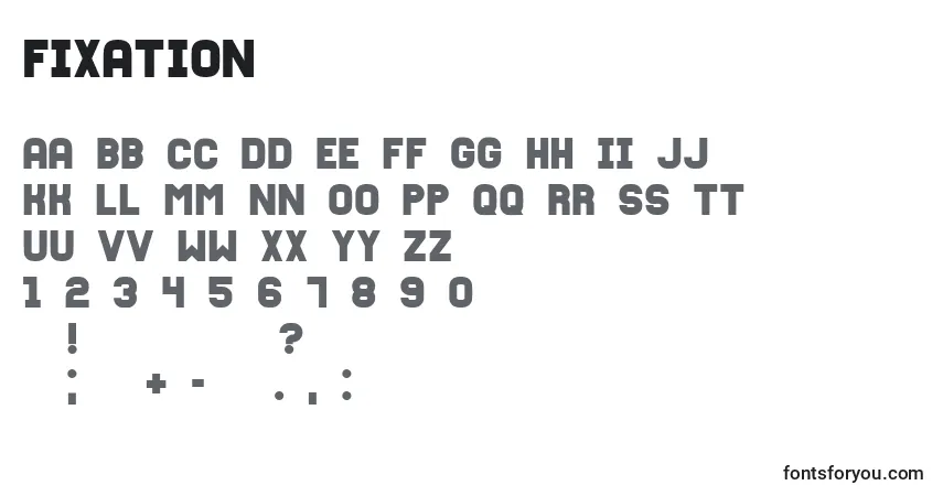 Schriftart Fixation – Alphabet, Zahlen, spezielle Symbole
