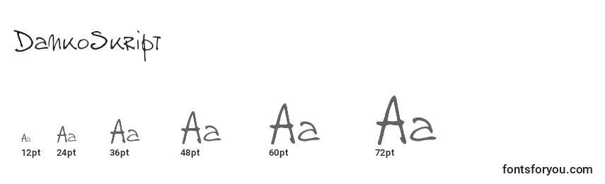 Размеры шрифта DankoSkript