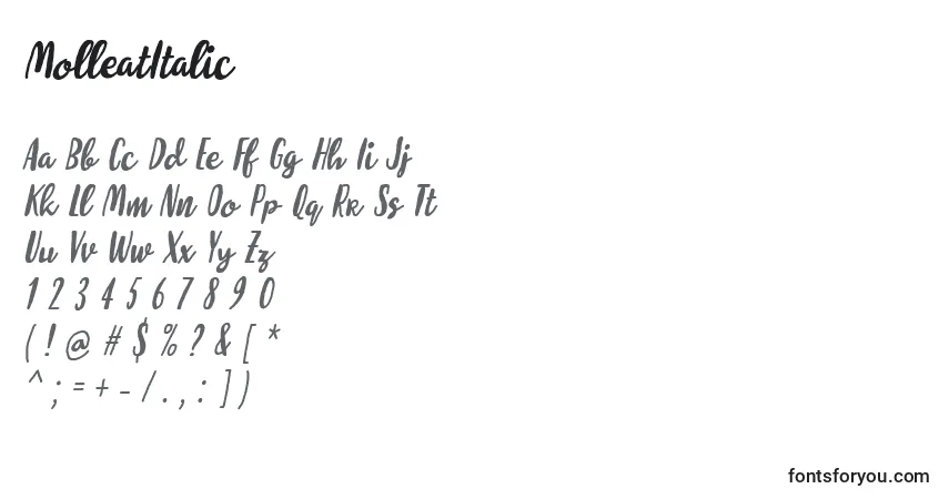 Fuente MolleatItalic - alfabeto, números, caracteres especiales