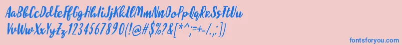 フォントMolleatItalic – ピンクの背景に青い文字