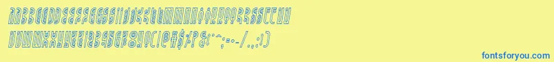 フォントUndergroundroseoutital – 青い文字が黄色の背景にあります。