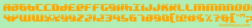 フォントBadrobotl2 – オレンジの文字が緑の背景にあります。