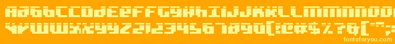 Badrobotl2-Schriftart – Gelbe Schriften auf orangefarbenem Hintergrund