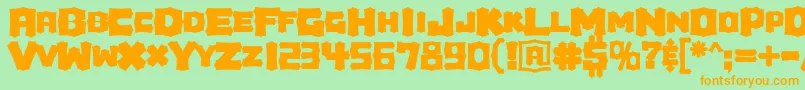 Houdini Font – Orange Fonts on Green Background