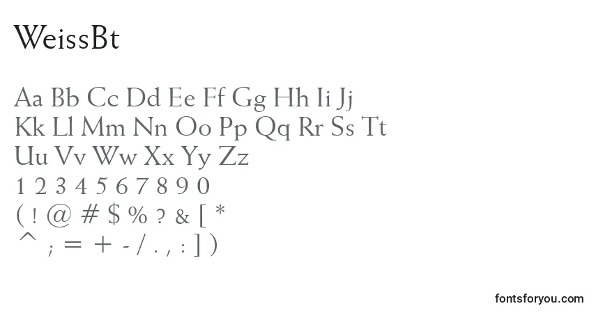 Czcionka WeissBt – alfabet, cyfry, specjalne znaki