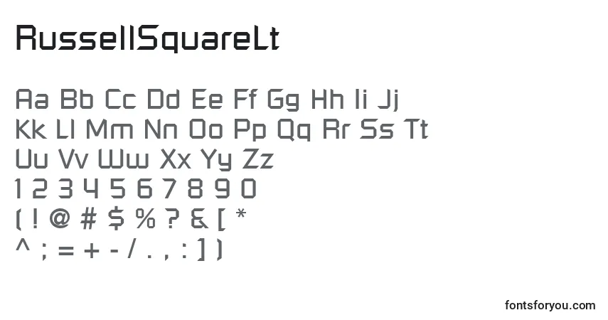 RussellSquareLtフォント–アルファベット、数字、特殊文字