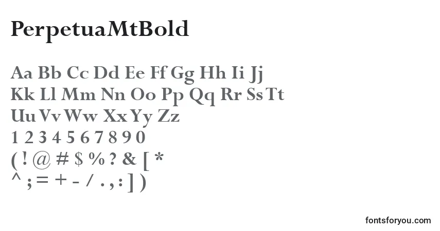 A fonte PerpetuaMtBold – alfabeto, números, caracteres especiais