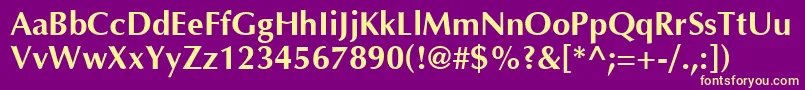 Agopusb-Schriftart – Gelbe Schriften auf violettem Hintergrund