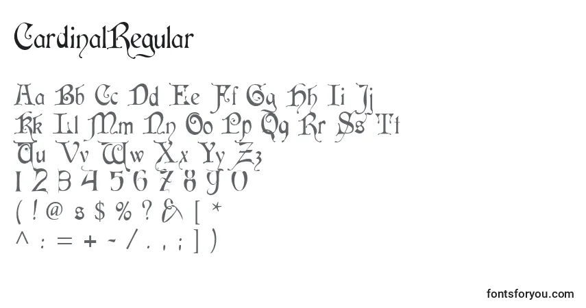 Czcionka CardinalRegular – alfabet, cyfry, specjalne znaki