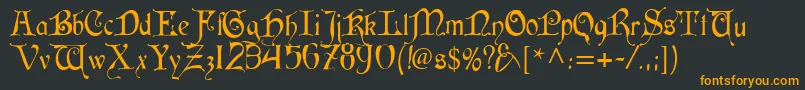 フォントCardinalRegular – 黒い背景にオレンジの文字