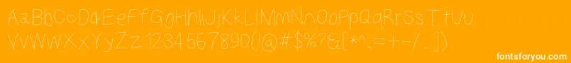 Kabinabook-Schriftart – Weiße Schriften auf orangefarbenem Hintergrund