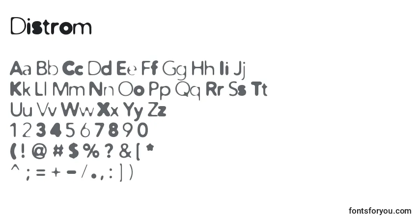 Шрифт Distrom – алфавит, цифры, специальные символы