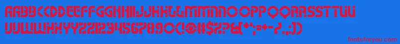 Namso-Schriftart – Rote Schriften auf blauem Hintergrund