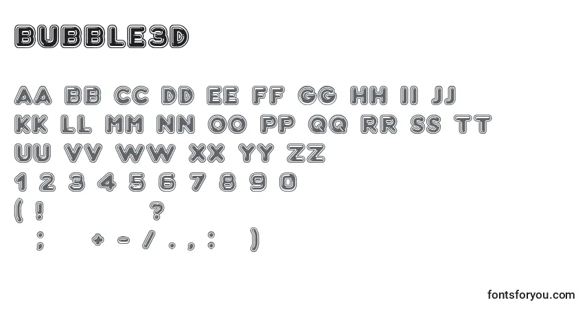 Fuente Bubble3D - alfabeto, números, caracteres especiales