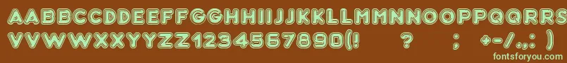 フォントBubble3D – 緑色の文字が茶色の背景にあります。
