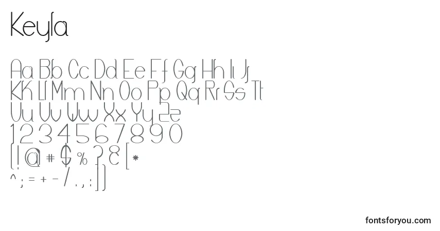 Keyla-fontti – aakkoset, numerot, erikoismerkit