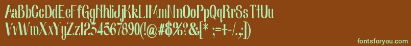 フォントNearlydigcon – 緑色の文字が茶色の背景にあります。