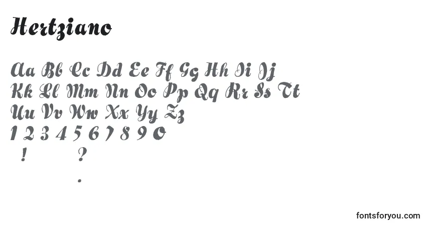 Schriftart Hertziano – Alphabet, Zahlen, spezielle Symbole