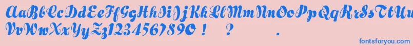 フォントHertziano – ピンクの背景に青い文字