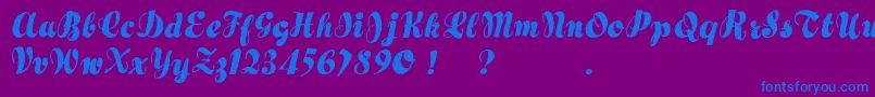 フォントHertziano – 紫色の背景に青い文字