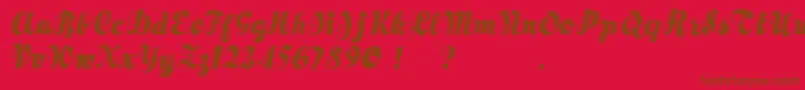 フォントHertziano – 赤い背景に茶色の文字
