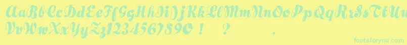 フォントHertziano – 黄色い背景に緑の文字