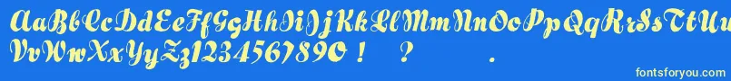 Hertziano Font – Yellow Fonts on Blue Background