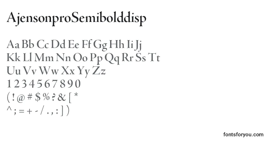 A fonte AjensonproSemibolddisp – alfabeto, números, caracteres especiais
